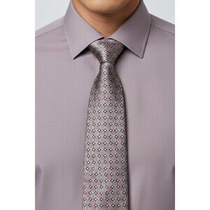 Vtg Silk Platinum Designs Necktie Mauve & Gray Formal Classic Business 58 x 3.75